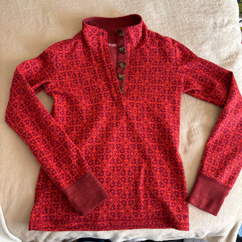 Women’s Kavu red quarter button pullover size small